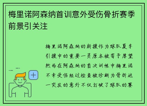 梅里诺阿森纳首训意外受伤骨折赛季前景引关注